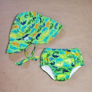 I Play Sun Hat and Swim Diaper 6 Months Green